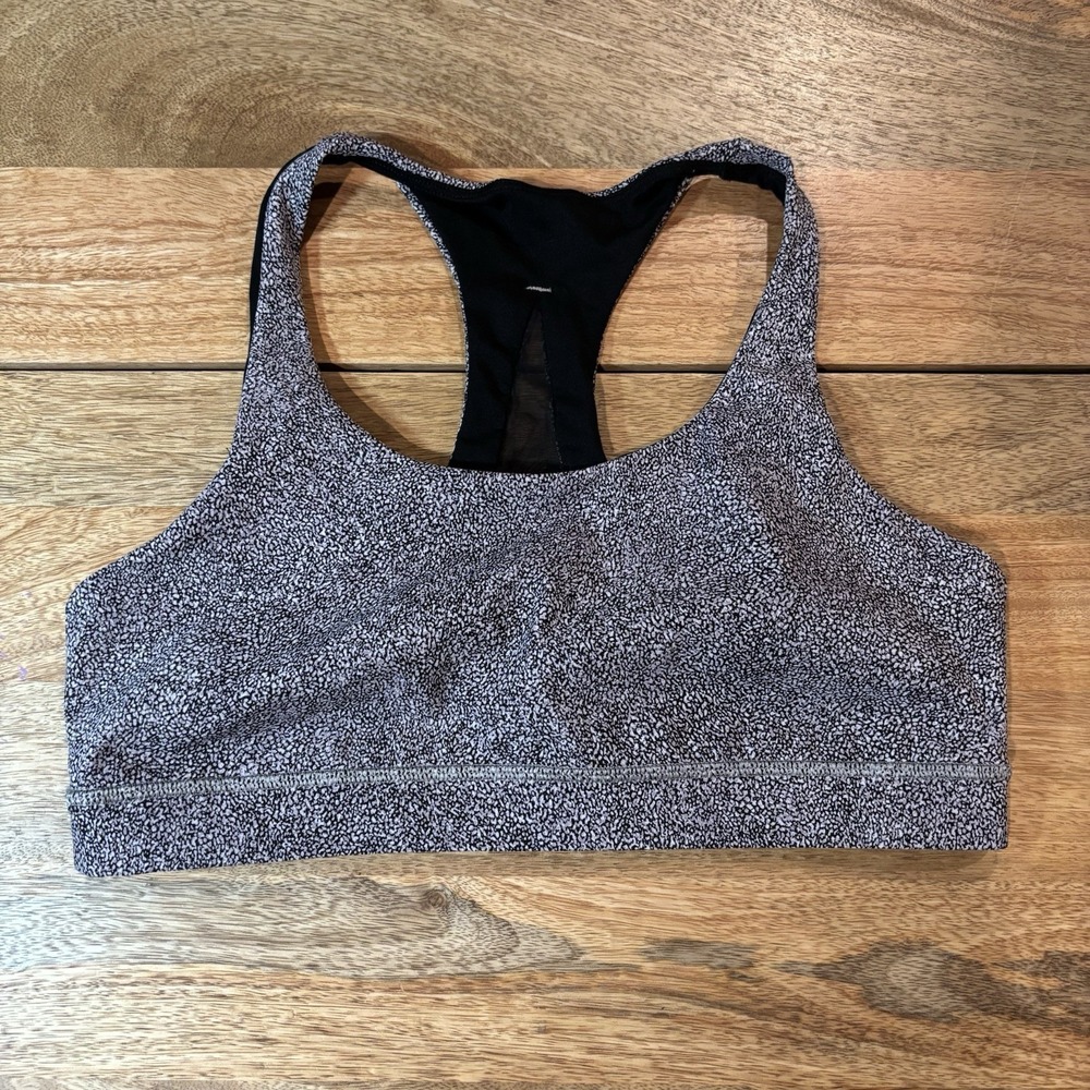 Lululemon Sports Bra Womens 10 Black White Invigorate Racerback Athletic Gym Run